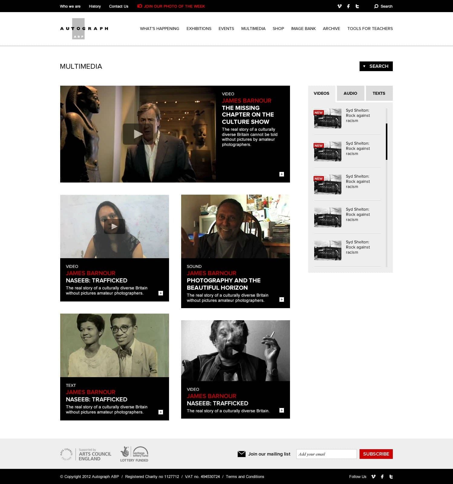 Music website desktop screenshot showing dark editorial layout with performer portrait images