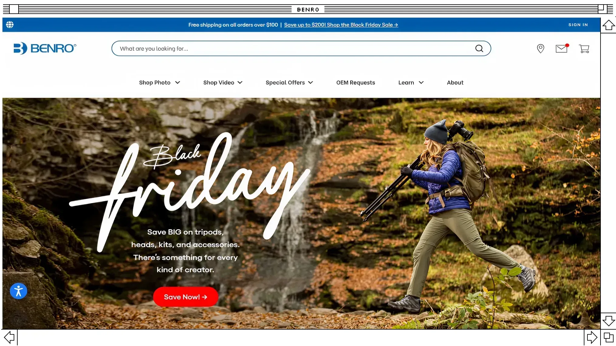 Benro case study cover image with friday handwritten script text on an outdoor adventure and nature background