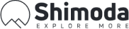 Shimoda Explore More logo with a circular icon and wordmark in black on white background