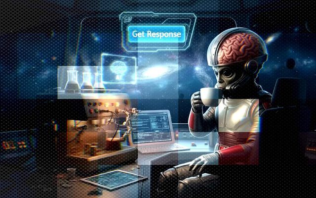 Futuristic illustration of a robot using a computer, used as a blog article header