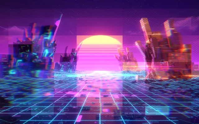 Purple and pink neon futuristic scene with figures, used as a blog article header