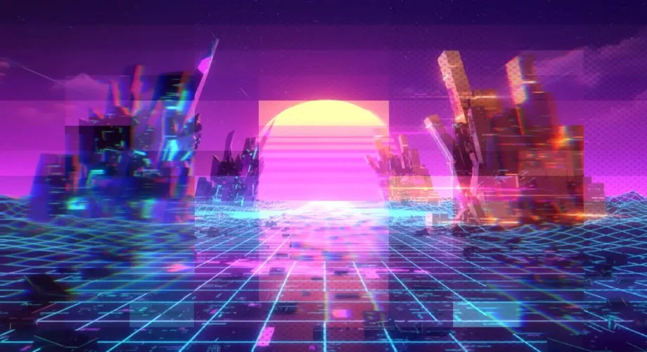 Purple and pink neon futuristic scene with figures, used as a blog article header