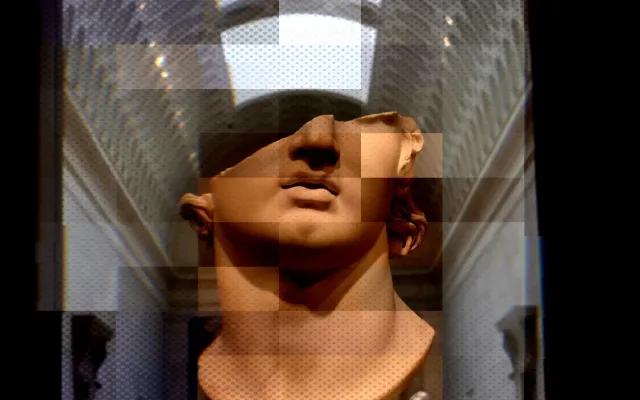 Dark image of a person wearing a VR headset