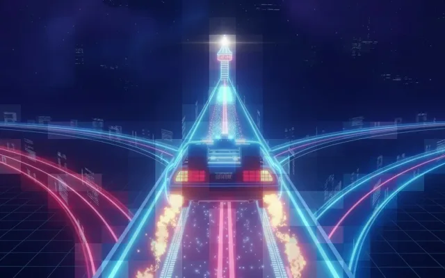 Blue teal atmospheric illustration with a glowing light source