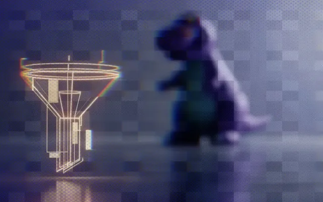 Blue and dark illustration with a large stylized figure in a dramatic scene