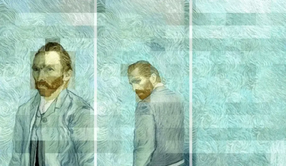 Van Gogh style illustration blended with a modern digital UX interface